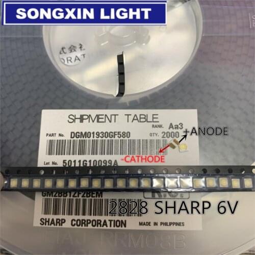 500PCS LED Backlight High Power LED 0.8W 2828 6V Cool white 45LM GM2BB1ZF2CEM TV Application FOR SHARP