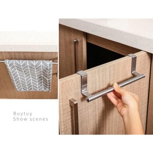Stainless Steel Over Door Towel Rack Hanging Holder Bathroom Kitchen Apron Towel Storage Hanger Home Cabinet Organizer Shelf