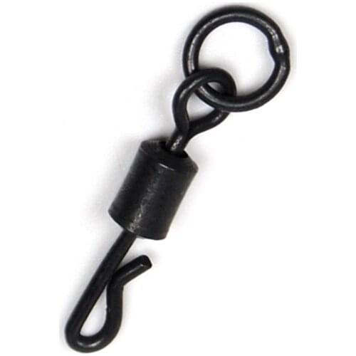 Wifreo [20PCS/Pack] #4 Carp Fishing QC O Swivel Matt Black Brass Carping Terminal Tackle Quick Changer for Rig