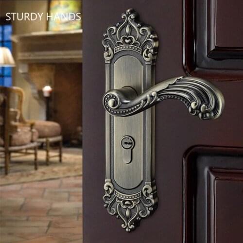 European style Aluminum Alloy Door Locks Living room bedroom Interior Door Handle Lock Safety lock cylinder Home hardware