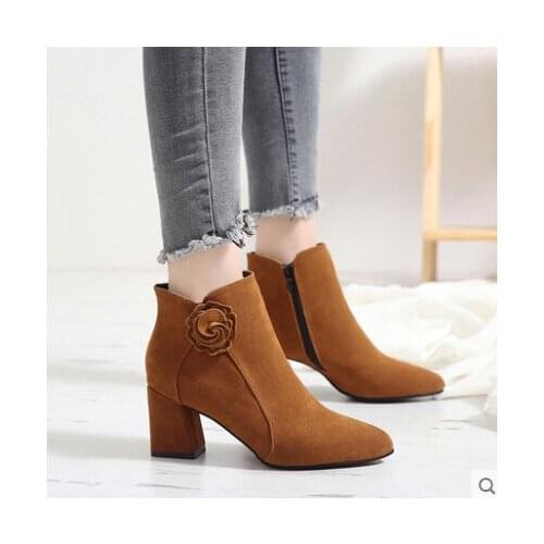 2020Ankle Boots Women Platform High Heels Buckle Shoes Thick Heel Short Boot Ladies Casual Footwear Drop Shipping
