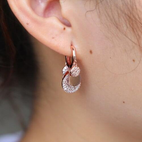 Bohemian Crystal cz Geometric round dots Charm Hoop Earrings Antique Gold color Earring Brincos for Women Party Jewelry