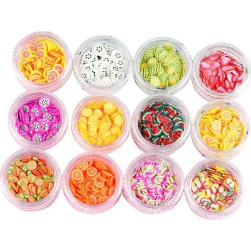 12 Pcs Slime Toys Fruit Cake Soft Slices Sludge Toys for Kids Adults DIY Nail Art Decal TT@88