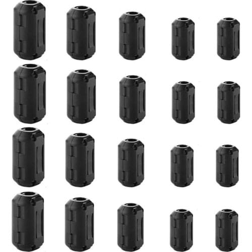 20 Pieces Of Clip-On Ferrite Ring Core Rfi Emi Noise Suppressor Cable Clamp Inner Diameter 3.5Mm 5Mm 7Mm 9Mm 13Mm