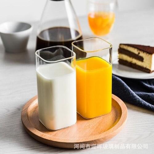 250ml Clear glass cup Modern minimalist style Juice coffee Milk Mug Ice Beer cup Creative square heat-resistant Drinkware set