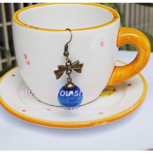 50set/lot 16mm Glass wish bal Glass Bubble &bowknot & 6mm cap&earing hook DIY glass vial glass bubble dangle earring NEW