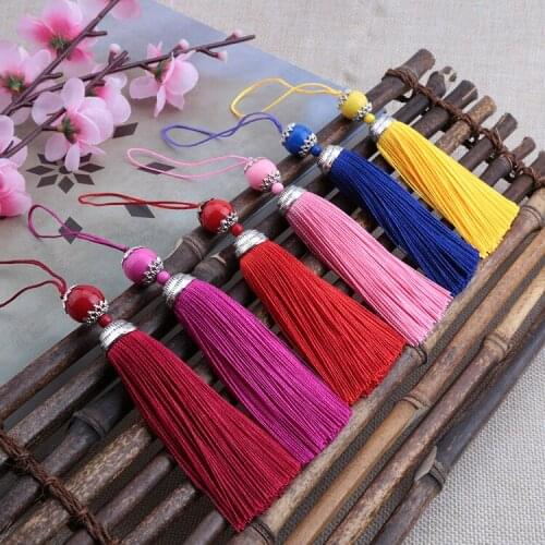 50pcs/lot Cotton Silk beaded Tassels Earrings Charm Pendant Satin Tassels for DIY Jewelry Making Findings Materials