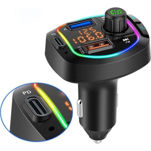Car Mp3 Bluetooth Player Fast Charging Colorful Light Type-c Port