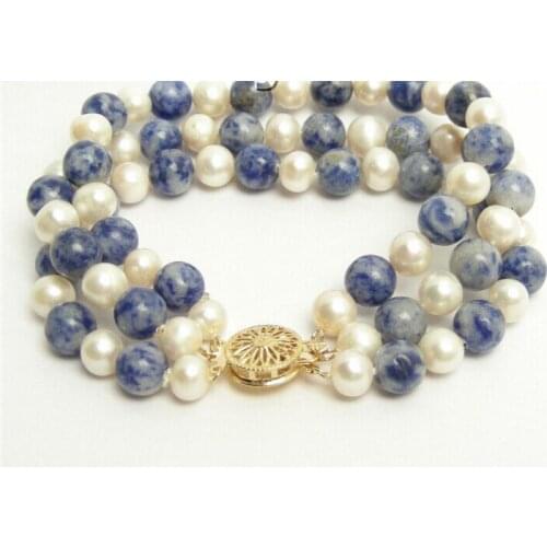 Free shipping Genuine 3row round white FW pearl bracelet^^^@^Noble style Natural Fine jewe