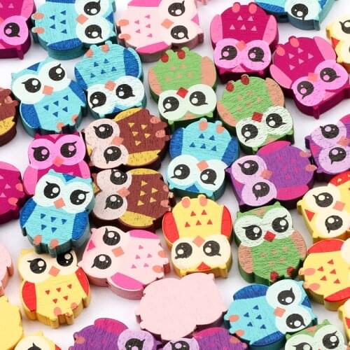 Cartoon Animal Flat Owl Natural Wooden Beads Loose Beads For Jewelry Making Diy Necklaces Bracelet Earrings Keychain Accessories