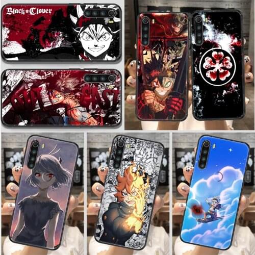 Black Clover Anime Phone Case For Xiaomi Redmi Note 7 8 9 10 7A 8T 9A 9T 9S 10S Pro black 3D cell cover tpu cover painting