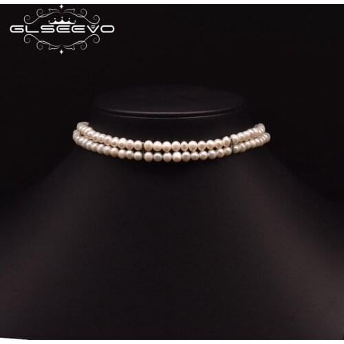 GLSEEVO Natural Freshwater Pearl Double Necklace For Female Engagement Handmade Special Exquisite Jewelry Accessories GN0258
