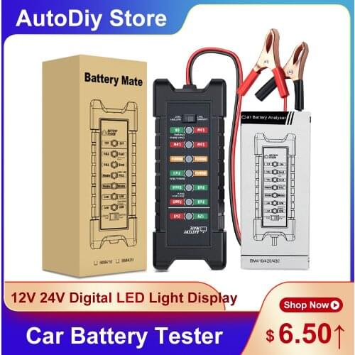 Intelligent Recognition 12V 24V Digital Interligent Battery Testing Analyzer Car Diagnostic Tools With LED Light Display