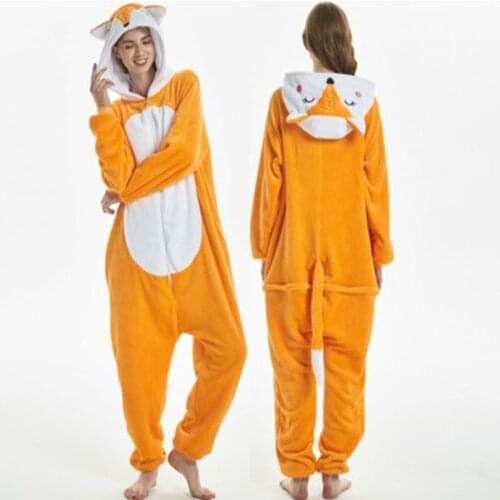 Unicorn Onesies Winter Cartoon Lion Fox Panda Jumpsuit Women Nightwear Nightie Anime Costumes Adults Flannel Sleepwear Pajamas