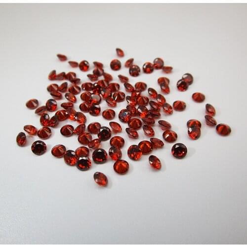 100pcs Factory Price 1mm 2mm 3mm Synthetic Cubic Zirconia Round Shape Garnet Colors CZ Stones For Jewelry Making