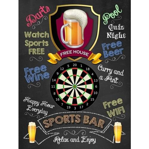 Darts billiards pinballs Logo Metal Tin Sign, Vintage Retro Poster Art Creative Door Sign Decor for Bars Cafes Pubs Home 12x8 in