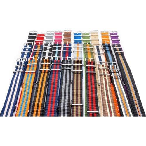 Men and Women Nylon Breathable Convenient Stainless Steel Silver Buckle Strap 18MM 20MM 22MM 24MM