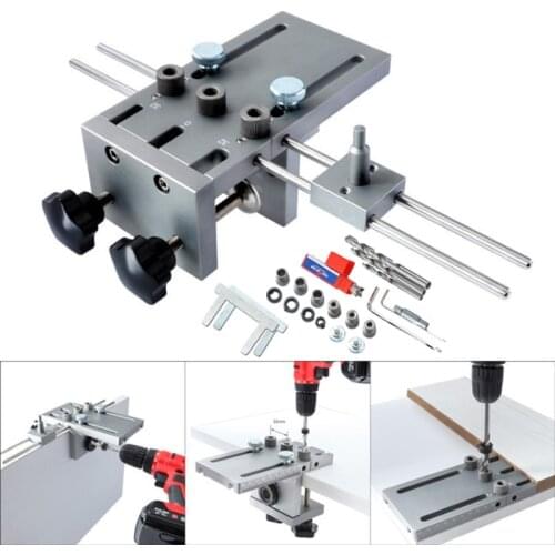Woodworking Dowelling Jig Kit Drill Guide Locator 6/8/10mm Wood Drilling Guide Locator Adjustable Dowel Jig Kit For DIY Tool