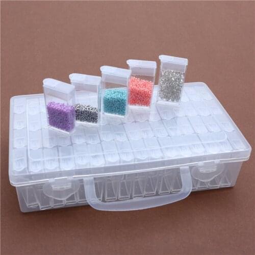 Diamond Painting Tools Kits with Storage Box for Diamond Embroidery Accessories 64 Grids Beads Transparent Storage Container