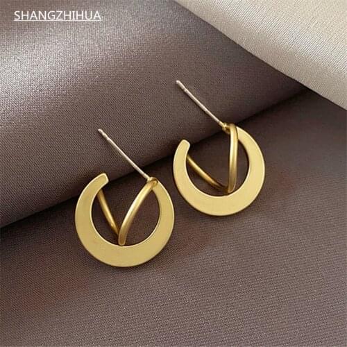 Classic metal circle exquisite minimalist premium earrings for womens 2021 new trend girls unusual jewelry accessories