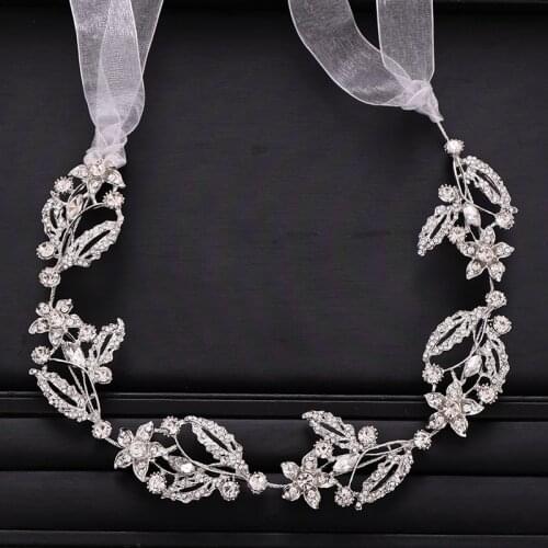 AiliBride Rhinestone Crystal Headband for Wedding tiara Headpiece Silver color Wedding Hair Accessories Bride Hair Jewelry