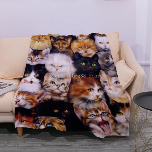Blanket Cute Animal Cat Dog Black Soft Comfortable Fall Sofa Throw Fleece Blanket Nap Knee Blanket Quilt