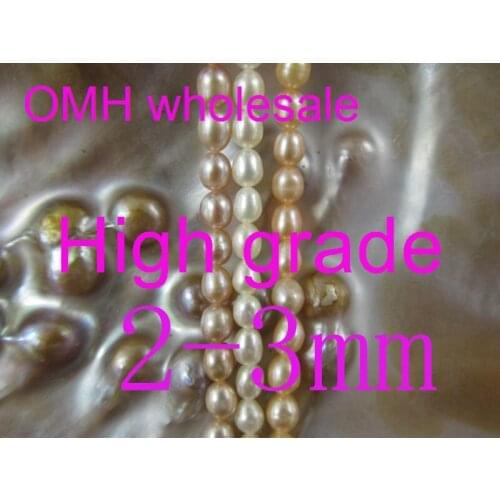OMH wholesale 100pcs 2-3mm High grade DIY jewelry accessories smooth oval Real Freshwater pearls space beads for bracelet PJ328