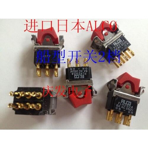 Original new 100% FLN2904 rocker switch 2gear 6pin gold plated foot 6A250V sedan switch