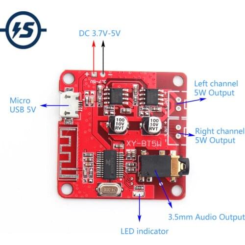 Bluetooth Audio Receiver Amplifier Board 4.2 MP3 Lossless Decoder Wireless Stereo Music Audio Modification 5W+5W Car Speaker