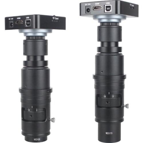 Full HD 38MP 60FPS 1080P 2K Industry Electronic Video Microscope Camera HDMI USB Magnifier+10-180X Full Focus Zoom C-Mount Lens