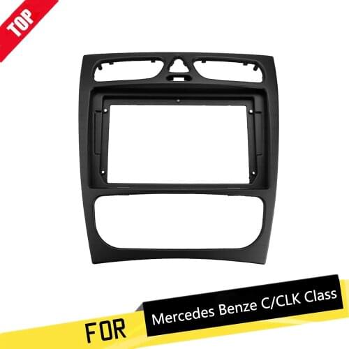 LONGSHI 9 Inch 2Din Car Dashboard Frame for Mercedes Benze C/CLK Class 2000-2005 CD GPS Radio Stereo Trim Kit Audio Panel