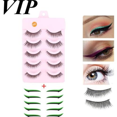 VIP 5 Pair False Eyelashes And Eyeliner Stickers Eyelid Line Stick Waterproof Lasting Self Adhesive Eye Makeup Split Orders