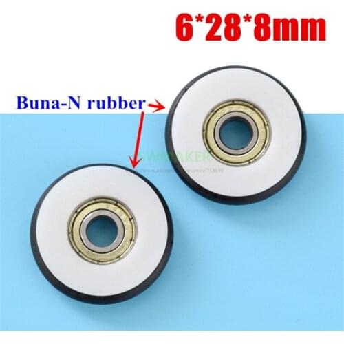 6*28*8mm Buna-N rubber O rubber ring rubber rubber roller, mute elasticity, 696 bearing pulley for blackboard / fishing / tackle