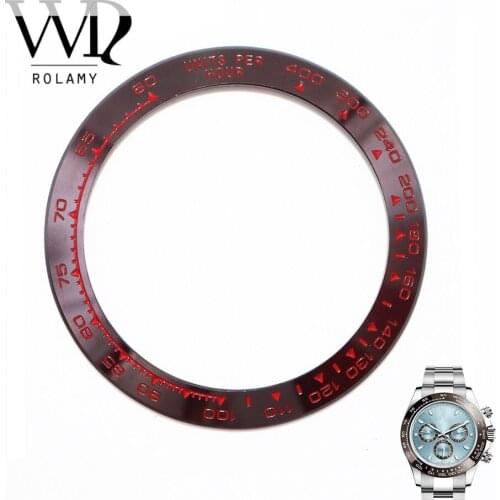 Rolamy Replacement High Quality Pure Ceramic Brown With Red Writings 38.6mm Watch Bezel for Rolex DAYTONA 116500 - 116520