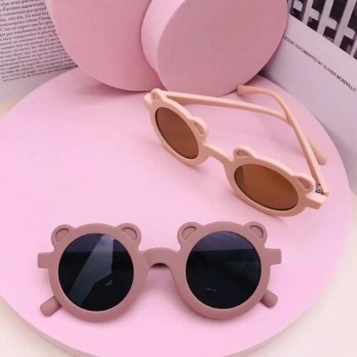 New Cartoon Lovely Kids Sunglasses Girls Bear Shape Frame Children Sun Glasses Round Street Beat Baby Boy Eyeglasses Cute Shades