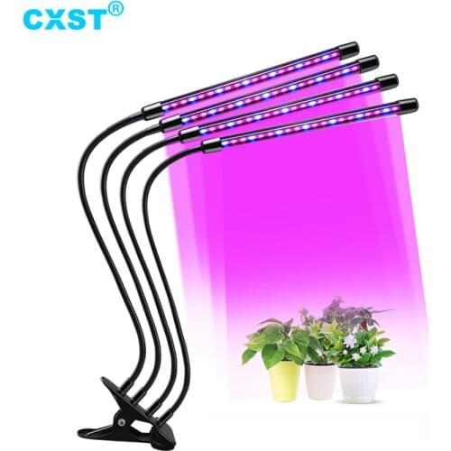 CXST Led Grow Light Full Spectrum USB Dimmable Clip Phytolamp with 3 Modes Timing Control for Indoor Plants Greehouse 2/4 Heads