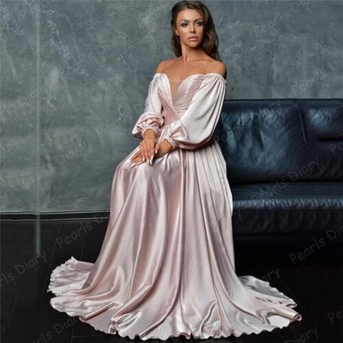 Vestidos De Festa Sexy Evening Dresses 2021 Arabic Dubai Sweetheart Pleat Full Sleeve Zipper A-Line Prom Dress Party NIght Gowns