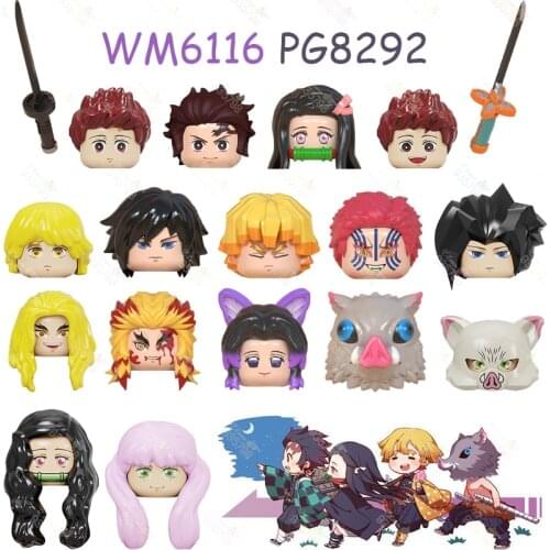 WM6116 PG8292 Demon Slayer Anime Figure Kamado Tanjirou Nezuko Agatsuma Zenitsu Building Blocks MOC Educational Kids Toys Gifts