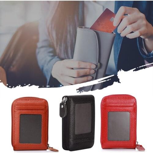 PU leather Korean Womens Short Card Case Oil Leather Organ Card Case Vertical Version Practical And Beautiful Ladies Clutch