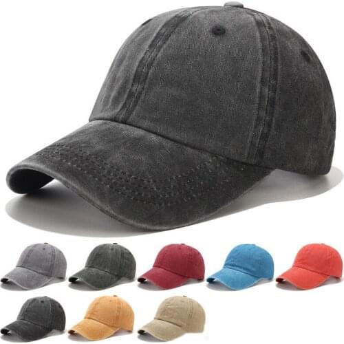 KPOP 1PCS Old Washed Baseball Cap Retro Curved Brim Couple Sunhat Solid Color Peaked Cap Gifts h10