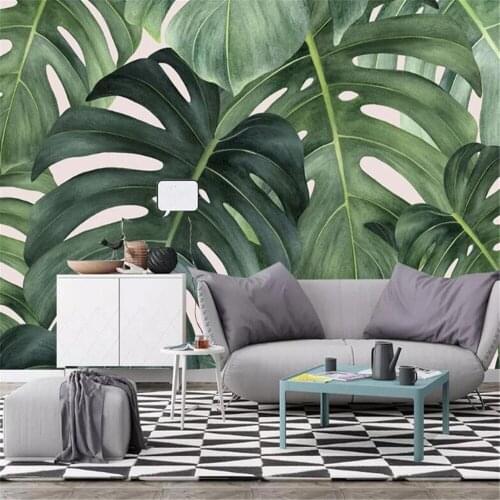 Milofi3D Mural Wallpaper Nordic Style Big Picture Tropical Leaves Banana Leaf Small Fresh Decorative Painting Background Wall