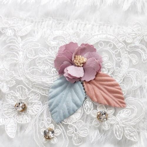 3D hand made embroidery lace flower lace appliques embroidery patches trim craft supplies