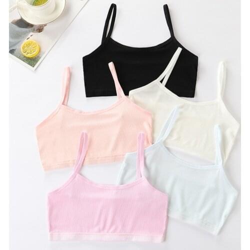 4pcs/lot Childrens Breast Care Girl Bra 6-12 Years Hipster Cotton Teens Teenage Underwear Summer Kids Lace Vest Young
