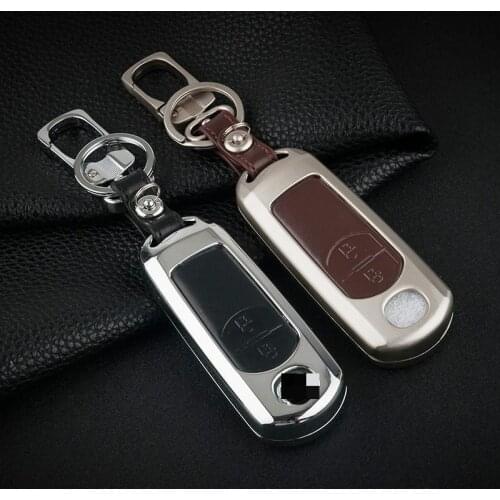 4 style Zinc Alloy+leather Key Case For Car 2 3 4 Buttons key cover For mazda Cx 5 Cx 7 3 5 6 M2 M3 M5 M6 Demio Axela etc