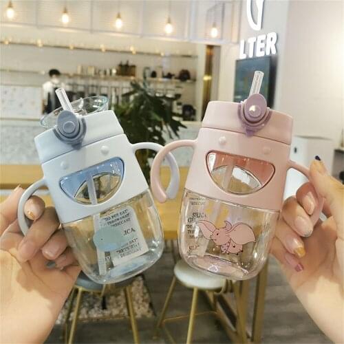 450ml PP Plastic Water Bottle Piggy Fish Durable Water Bottles For Girls Leak-proof Drinkware BPA Free Student Gift Cup Bottle