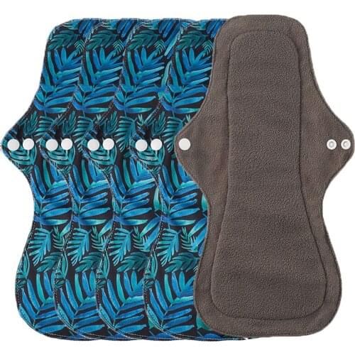 5 PCS Heavy Flow Women Reusable Menstrual Pads Waterproof Hygienic Pads Washable Sanitary Pads With Wings 18.5*32.5cm