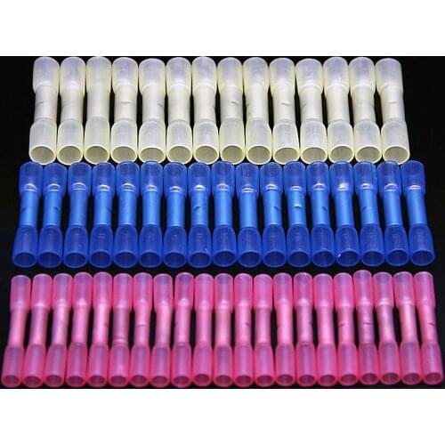 50PCS Heat Shrink Butt Terminals Insulated Electrical Wire Connectors AWG 22-10 Cable Crimping Terminals Connector Kit