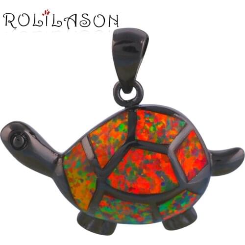 6.59g Tortoise design Rare Orange Fire Opal Silver Stamped Necklace Pendants for women Health Fashion jewelry OP537