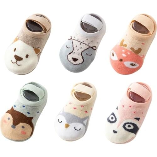 1-3 Years Baby First Walker Floor Socks Spring Summber Autumn Cute Cotton Cartoon Anti-Slip Animal Socks for Newborn Boy Girls