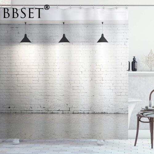 Abstract Shower Curtain Brickwork Concrete Room Pattern Bathroom Curtain Polyester Bath Screen Waterproof Cortina De Bano